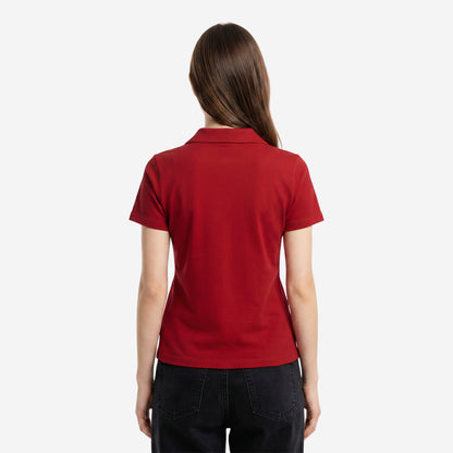 Women’s Solid Red Polo Half Sleeve T-Shirt