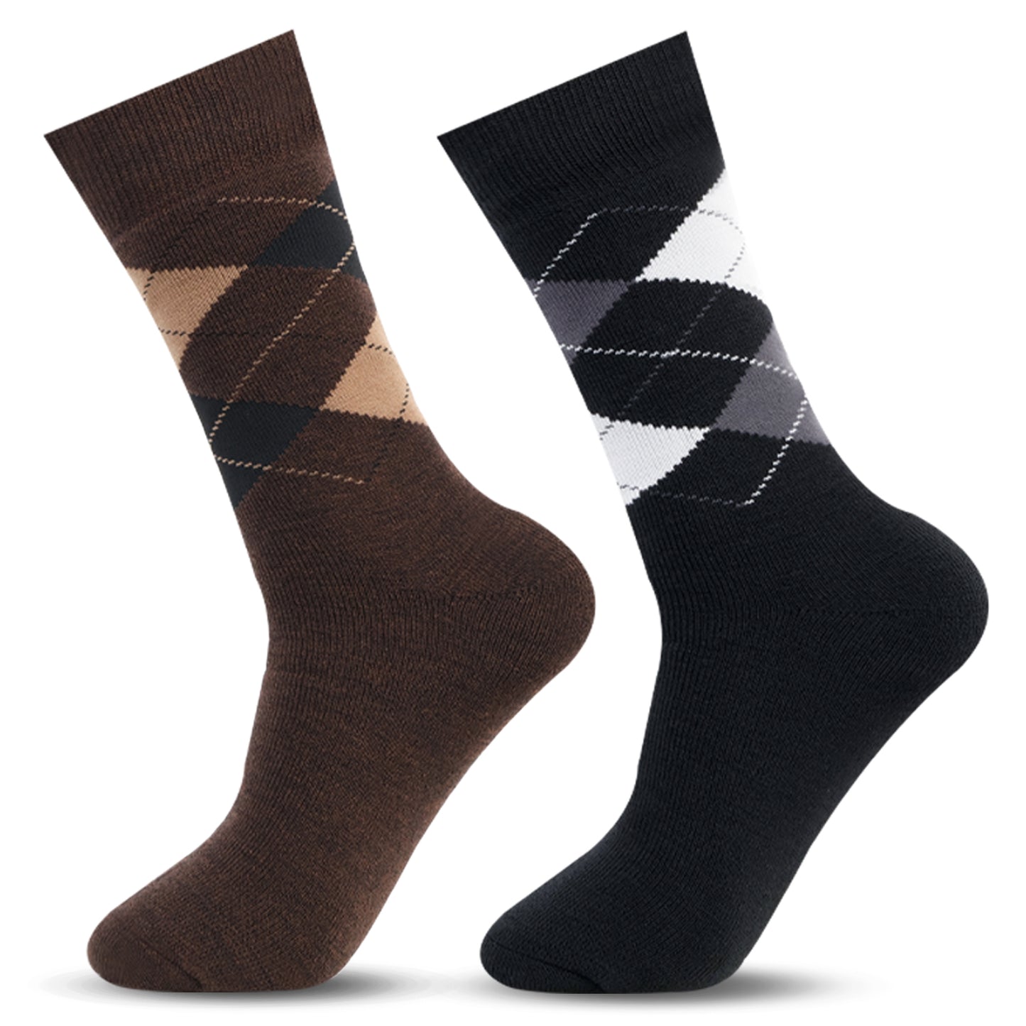 Men Classic Argyle Multicolored Woolen Socks- Pack of 2