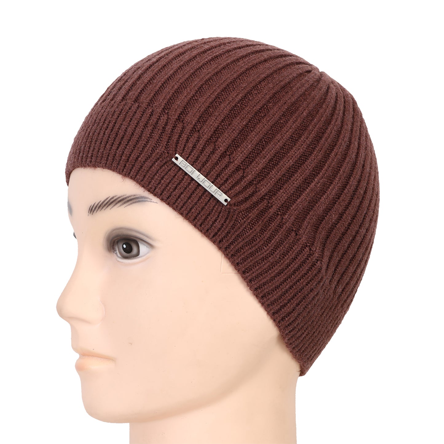 Unisex Woolen Winter Beanie Cap (Brown)