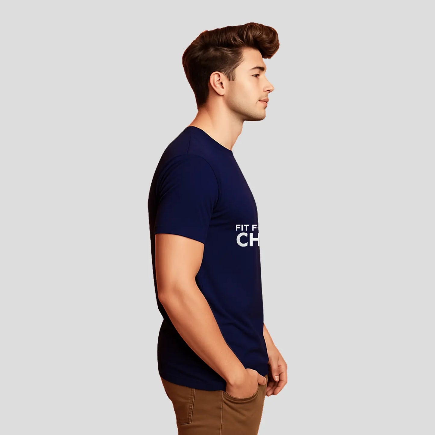 Bontact FIT FOR EVERY CHALLENGE Round-Neck Half Sleeve T-Shirt (Navy)