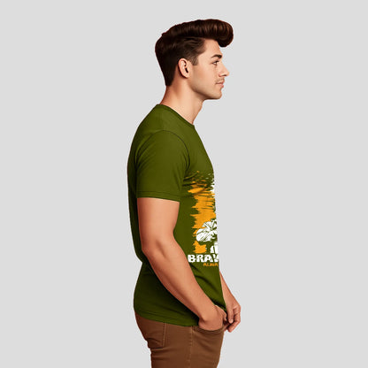Bontact BRAVEHEART Round-Neck Half Sleeve T-Shirt (Grass Hopper)