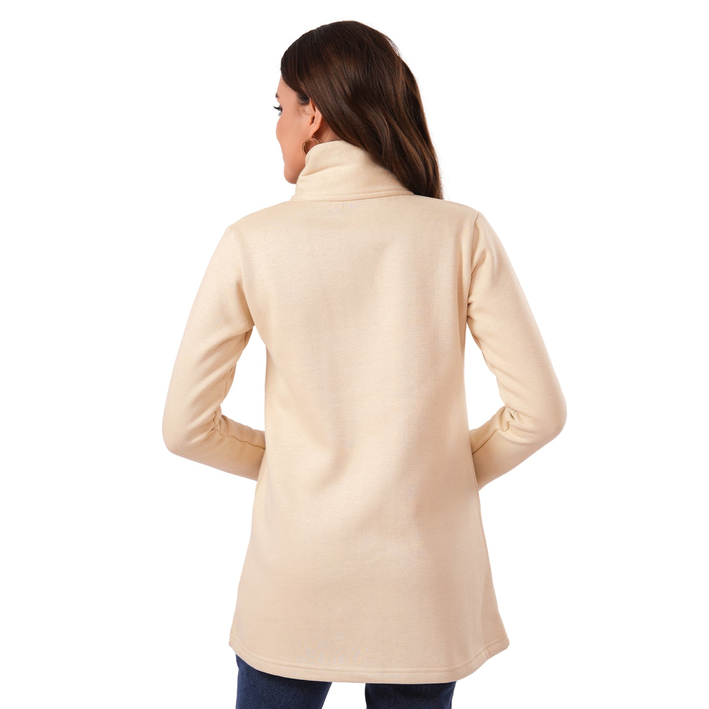 Women Winter High Neck Long Coat (Biscotti)