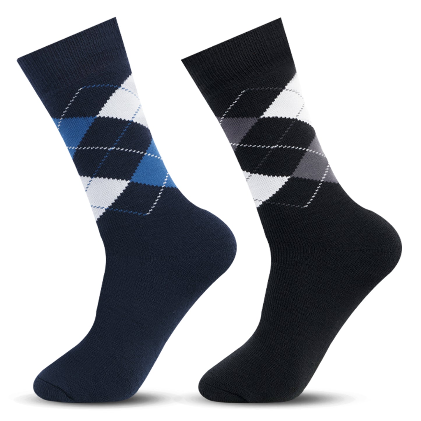 Men's Classic Argyle Multicolored Woolen Socks- Pack of 2