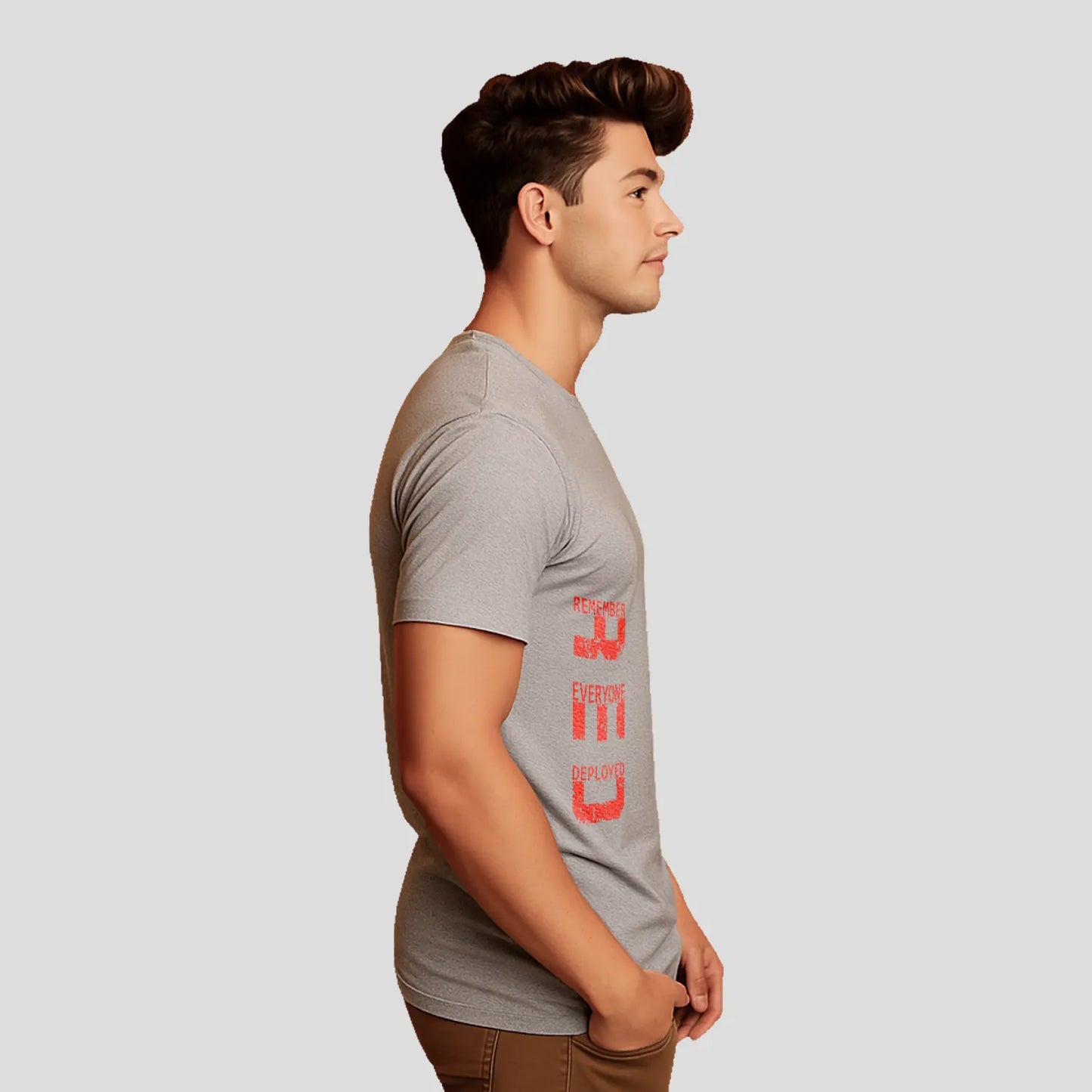 Bontact R.E.D Round-Neck Half Sleeve T-Shirt (Lt.Grey Mel)