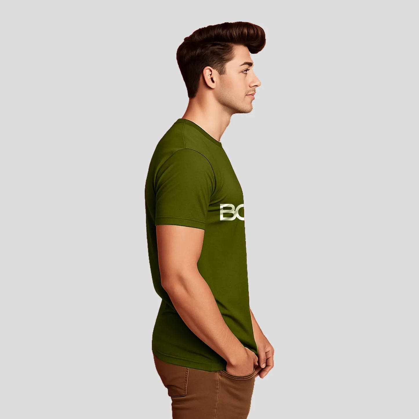 Bontact Men Round-Neck Half Sleeve T-Shirt (Grass Hopper)