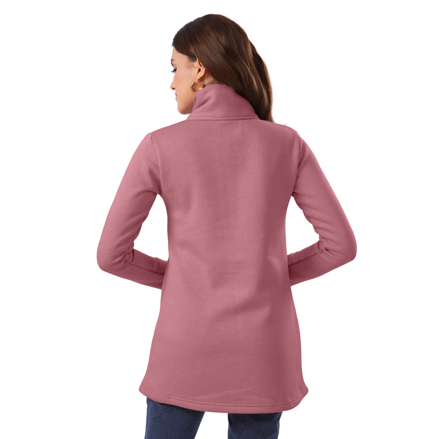 Women Winter High Neck Long Coat (Slate Rose)