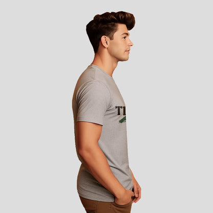 Bontact TRI PEAK Round-Neck Half Sleeve T-Shirt (Lt.Grey Mel)