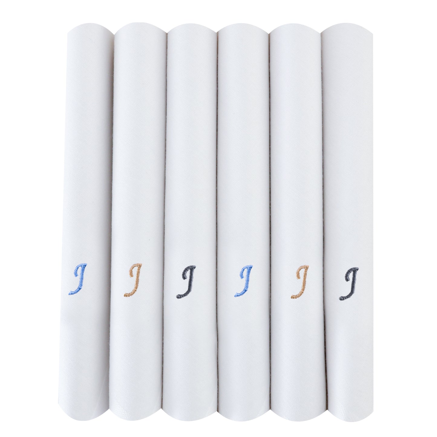 Men's White Cotton Handkerchief With Alphabet J Initial (Pack of 6)