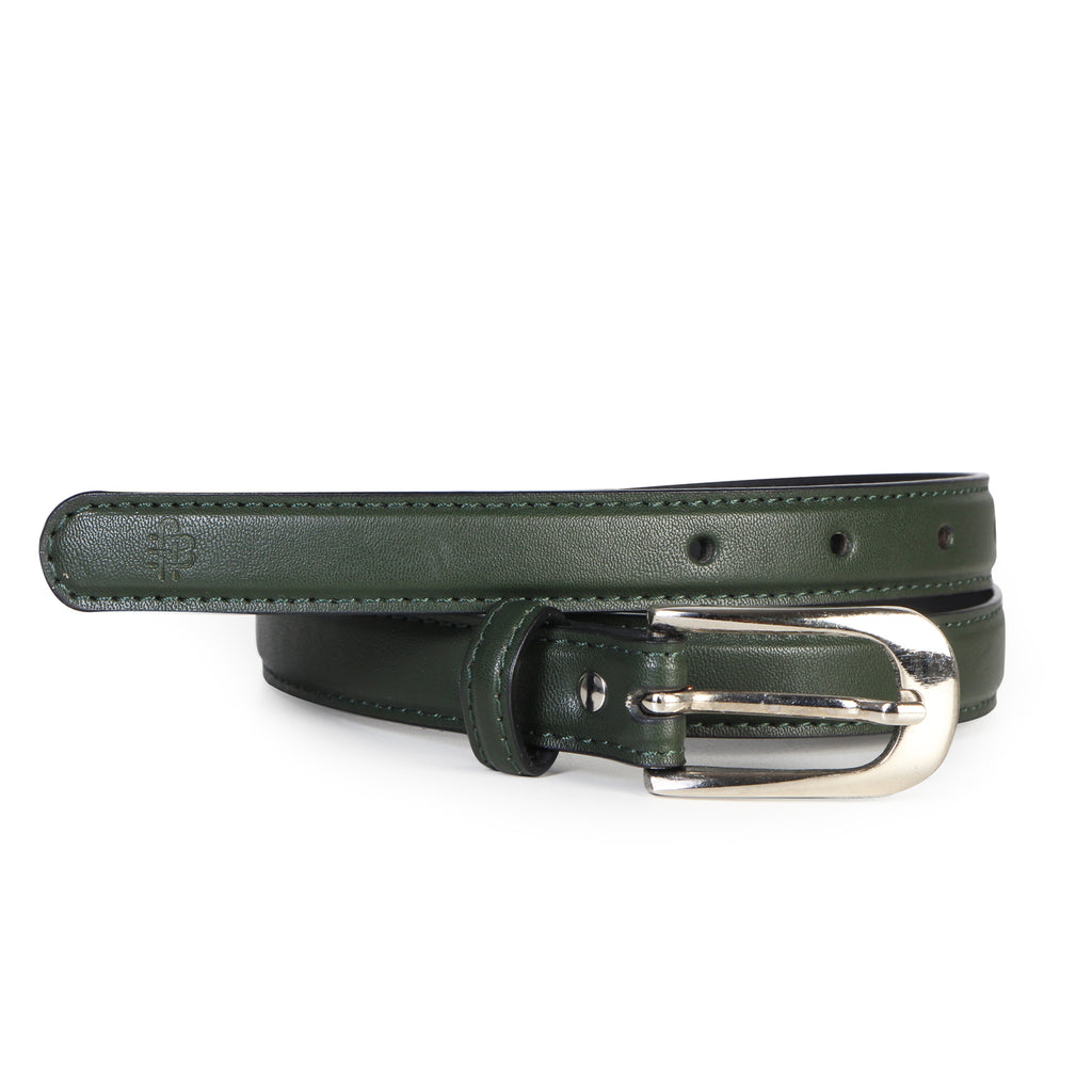 Women Slim Textured  Belt - Green