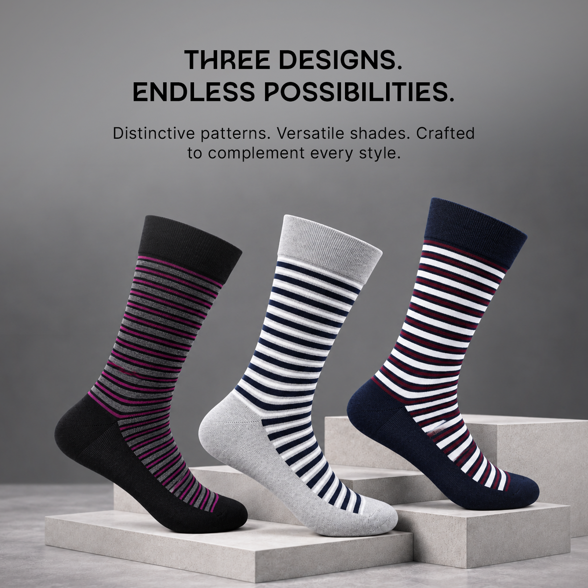 Hush Puppies Men's Multicolored Crew Socks -  Pack of 3