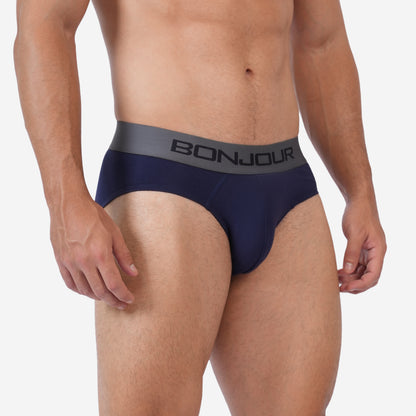 Men's Navy Cotton Comfort Briefs - Soft Breathable Everyday Innerwear (Pack of 1)