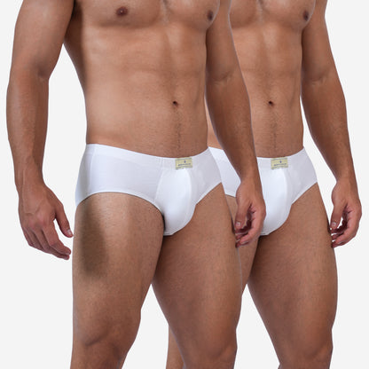 Men's White Cotton Comfort Briefs - Soft Breathable Everyday Innerwear (Pack of 2)