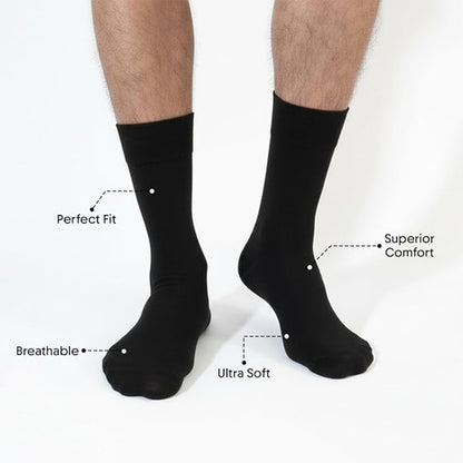 Men Cotton Odour Free Plain Socks (Black)