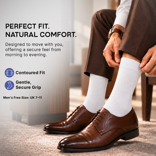 Men Cotton Odour Free Plain Socks - White