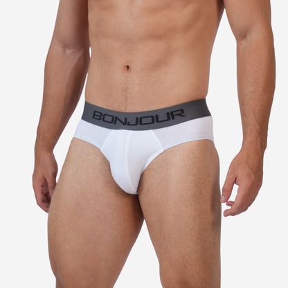 Men's White Cotton Comfort Briefs - Soft Breathable Everyday Innerwear (Pack of 1)