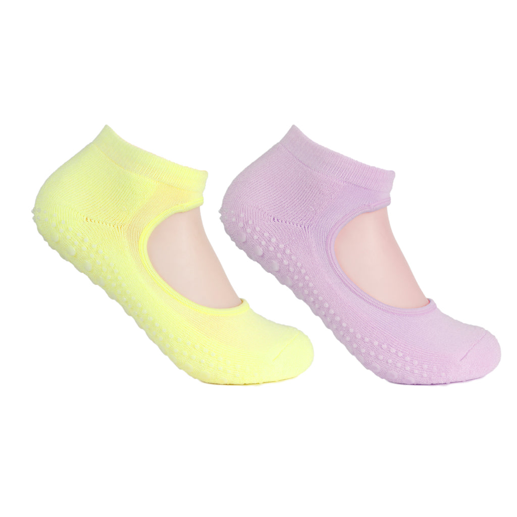 Girls Anti-Skid (Gripper) Yoga Socks In Combo - Pack Of 2