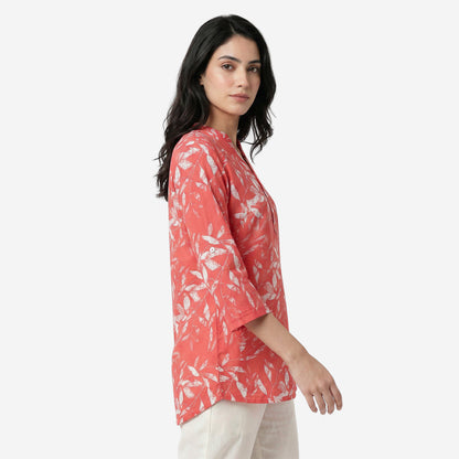 Dk.Peach Women Floral Printed Short Kurti – Stylish & Comfortable (Pack of 1)