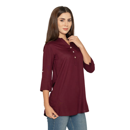 Wine Short Kurti – Stylish Kurti for Women & Girls