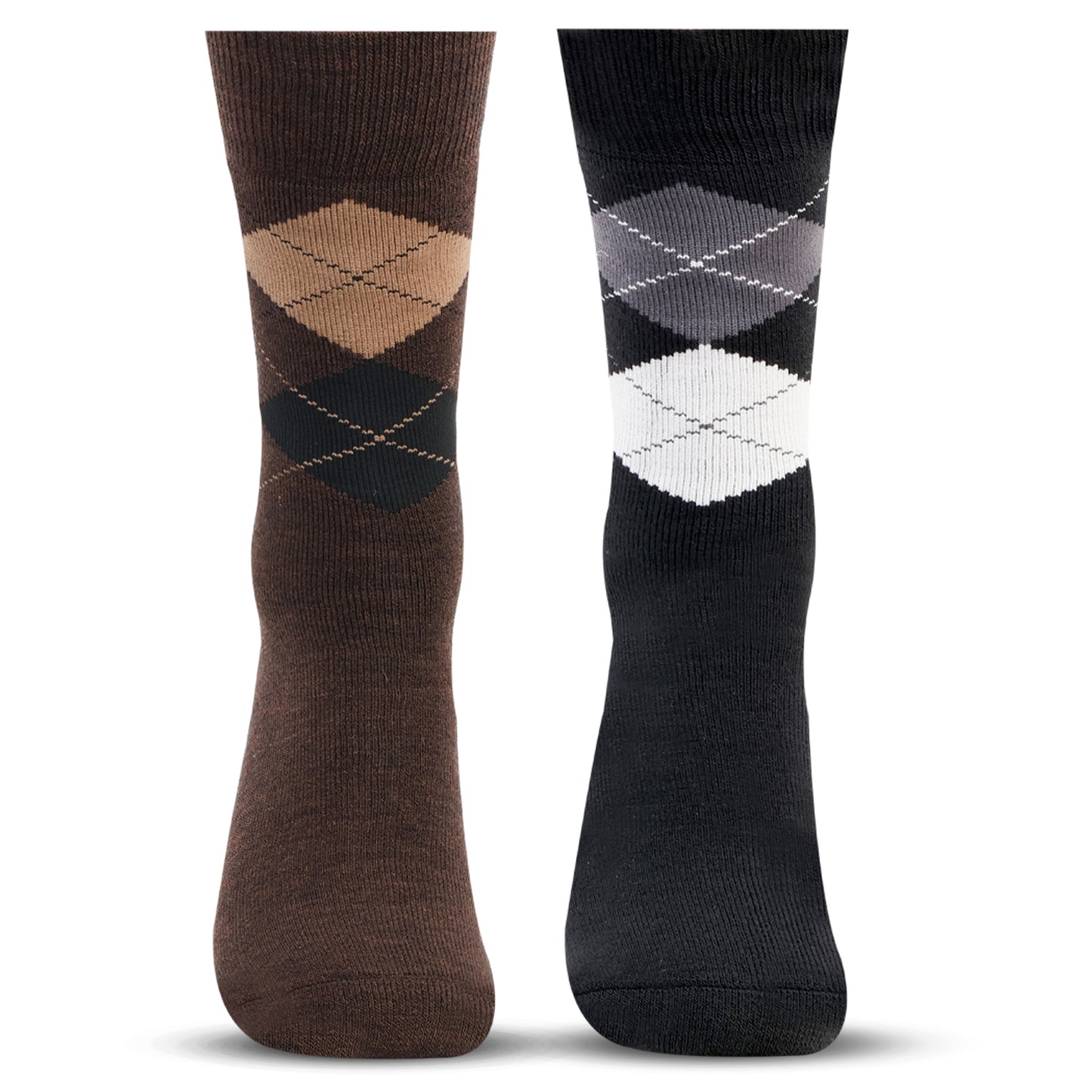 Men Classic Argyle Multicolored Woolen Socks- Pack of 2