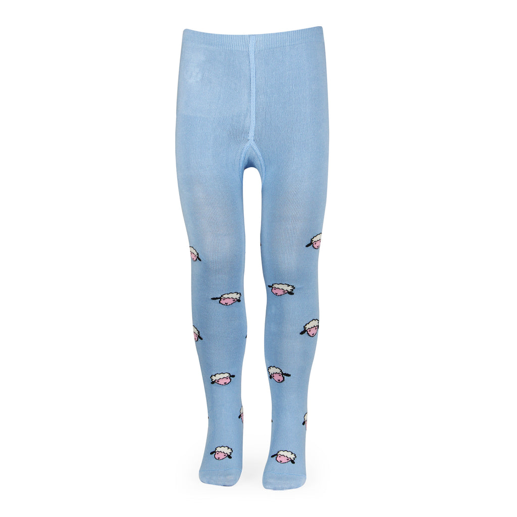 Fancy knitted Sheep Print Tights for Baby Girls & Baby Boys - Blue