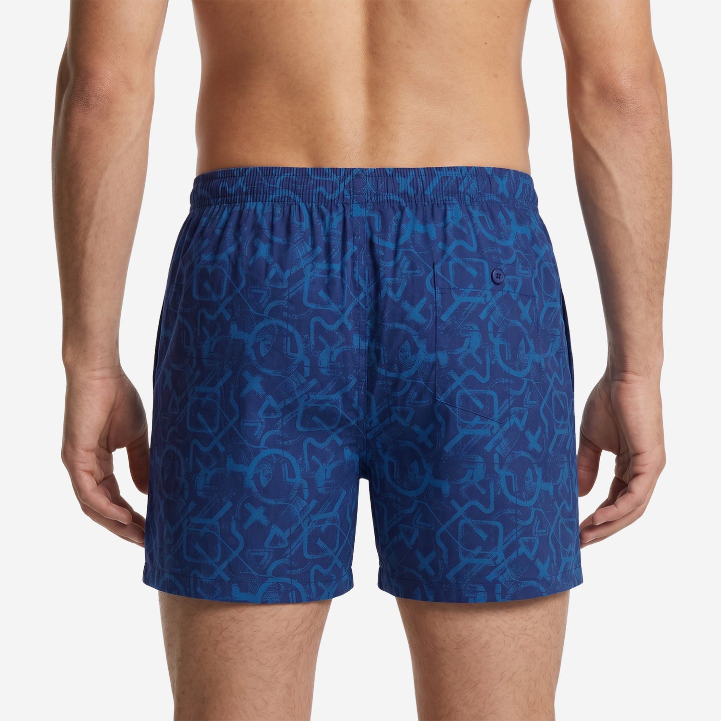 Men’s 100% Cotton Printed Mid-Rise Boxer Shorts - (Indigo)