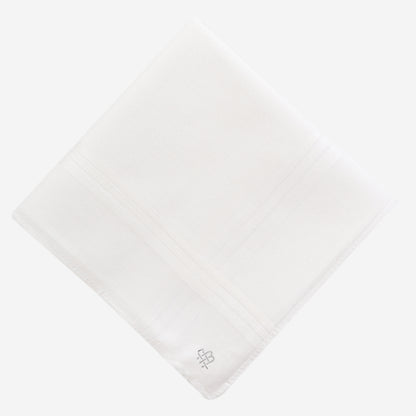 Men's Self White 100% Cotton Handkerchiefs  (Pack of 3)
