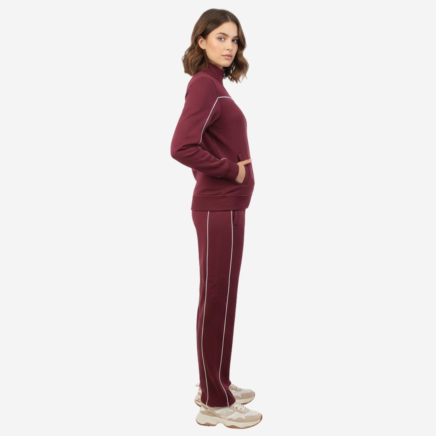 Women's High Neck Winter Tracksuit - (Mauve)