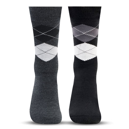 Men Classic Argyle Multicolored Woolen Socks- Pack of 2