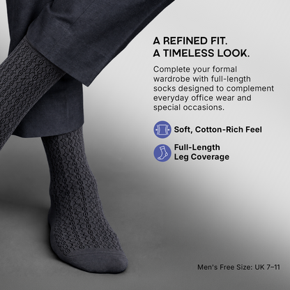 Bonjour Men's Self Pattern Formal Dress Full Length Socks- Pack of 4