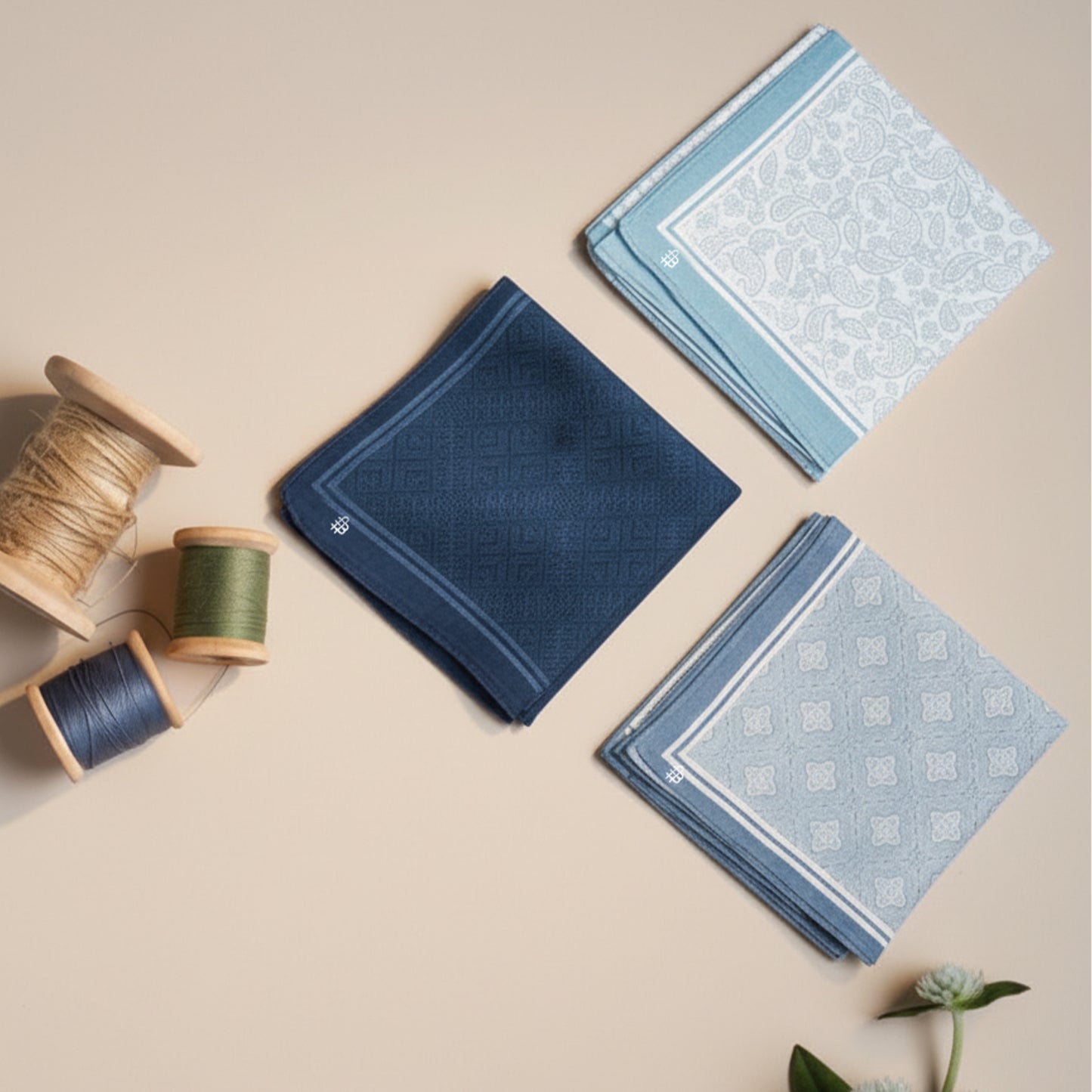 Silcora Men’s Cotton Handkerchiefs Pack of 3 (Color & Print May Vary)