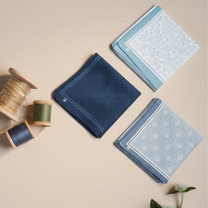 Silcora Men’s Cotton Handkerchiefs Pack of 3 (Color & Print May Vary)