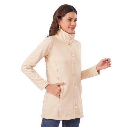 Women Winter High Neck Long Coat (Biscotti)