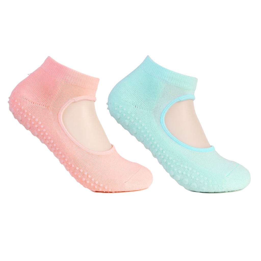 Girls Anti-Skid (Gripper) Yoga Socks In Combo - Pack Of 2