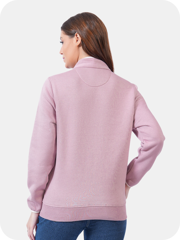 Women’s Half Zip Sweatshirt for Winter - (Mauve)