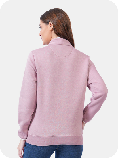 Women’s Half Zip Sweatshirt for Winter - (Mauve)