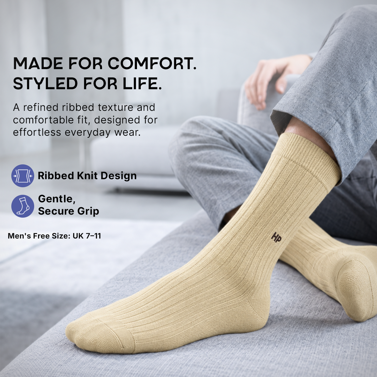 Hush Puppies Men's Cotton Crew Rib Socks - Pack of 3