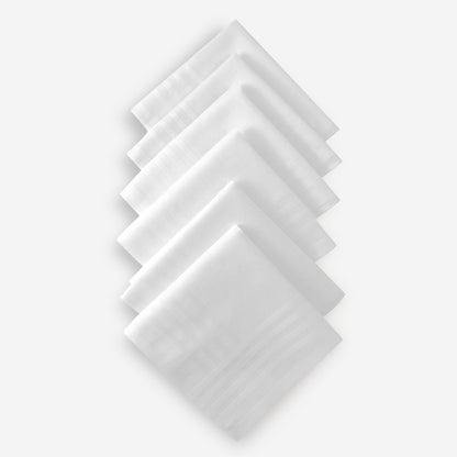 Men’s Formal Cotton Handkerchiefs | Soft & Breathable | Self White | Pack of 6