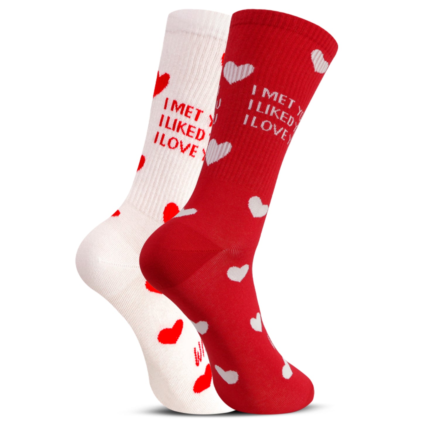 Valentine Couple Crew Length Socks White & Red
