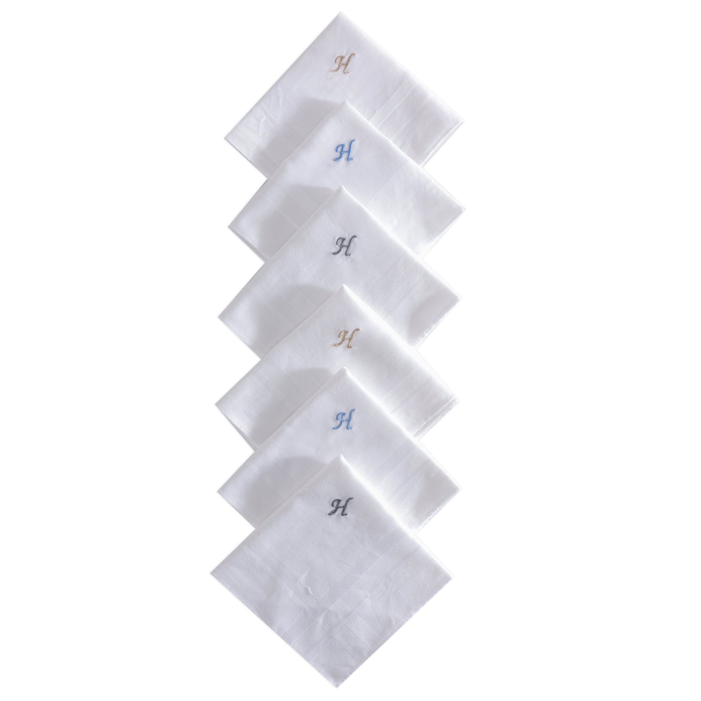 Men's White Cotton Handkerchief With Alphabet H Initial (Pack of 6)