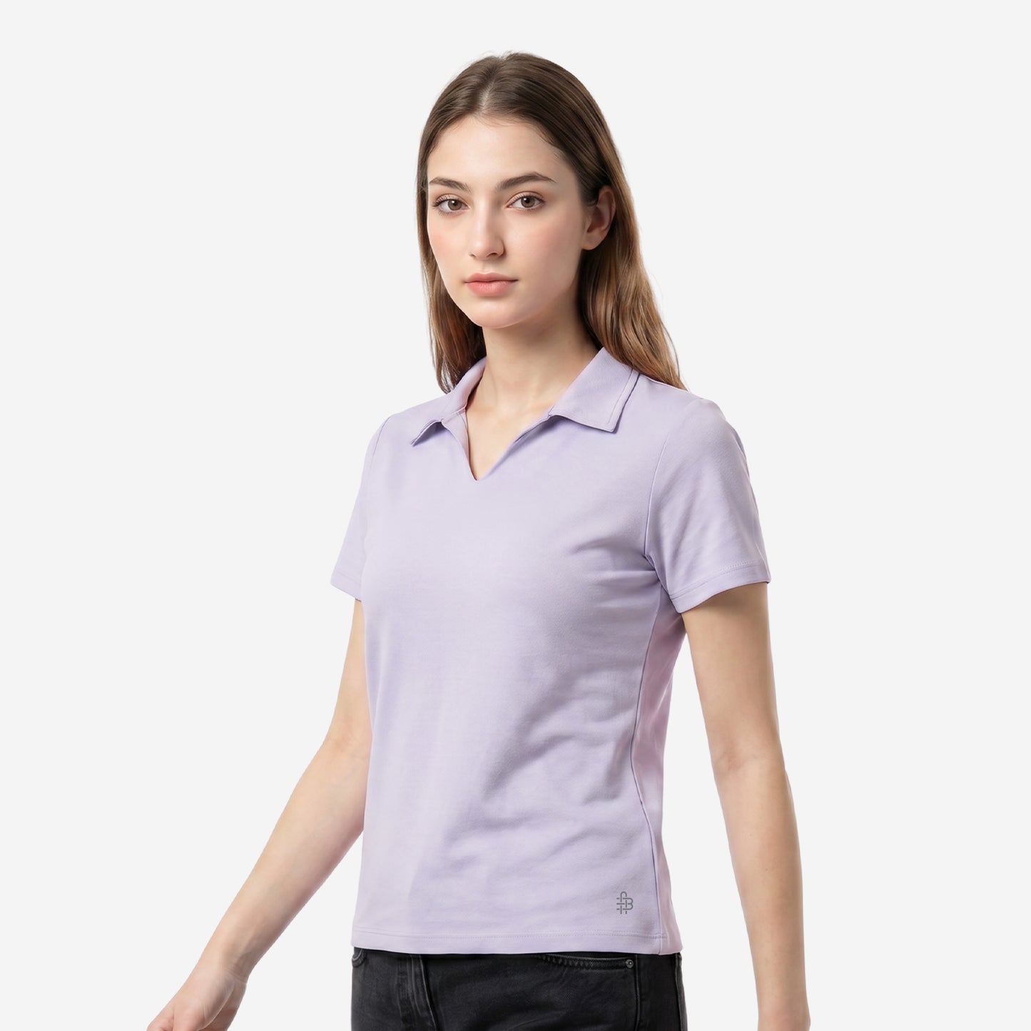 Women’s Solid Lavender Polo Half Sleeve T-Shirt