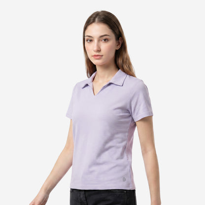 Women’s Solid Lavender Polo Half Sleeve T-Shirt