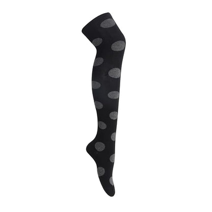 Women's Retro Polka Knee High Socks- Black