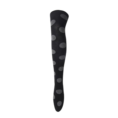 Women's Retro Polka Knee High Socks- Black