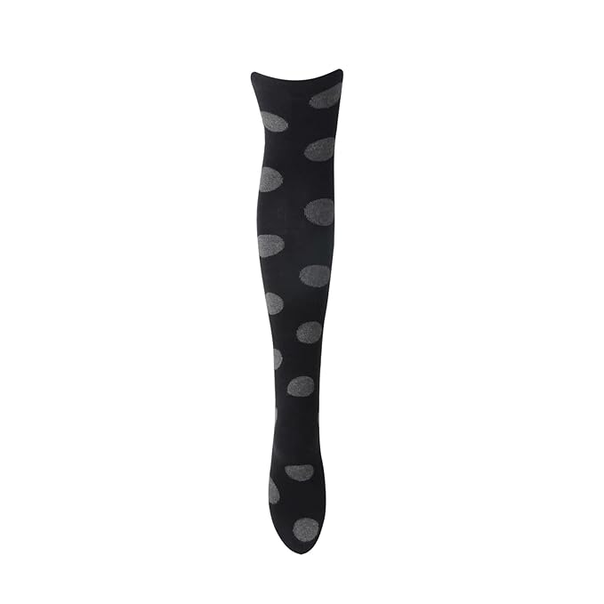 Women's Retro Polka Knee High Socks- Black