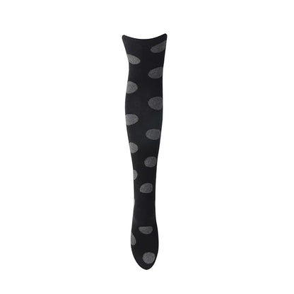 Women's Retro Polka Knee High Socks- Black
