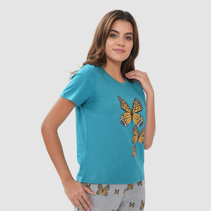 Women’s Knitted Capri Bottom with Butterfly Print & Drawstring Waist