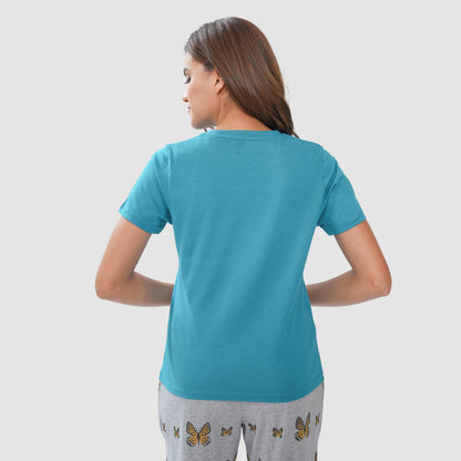 Women’s Knitted Capri Bottom with Butterfly Print & Drawstring Waist