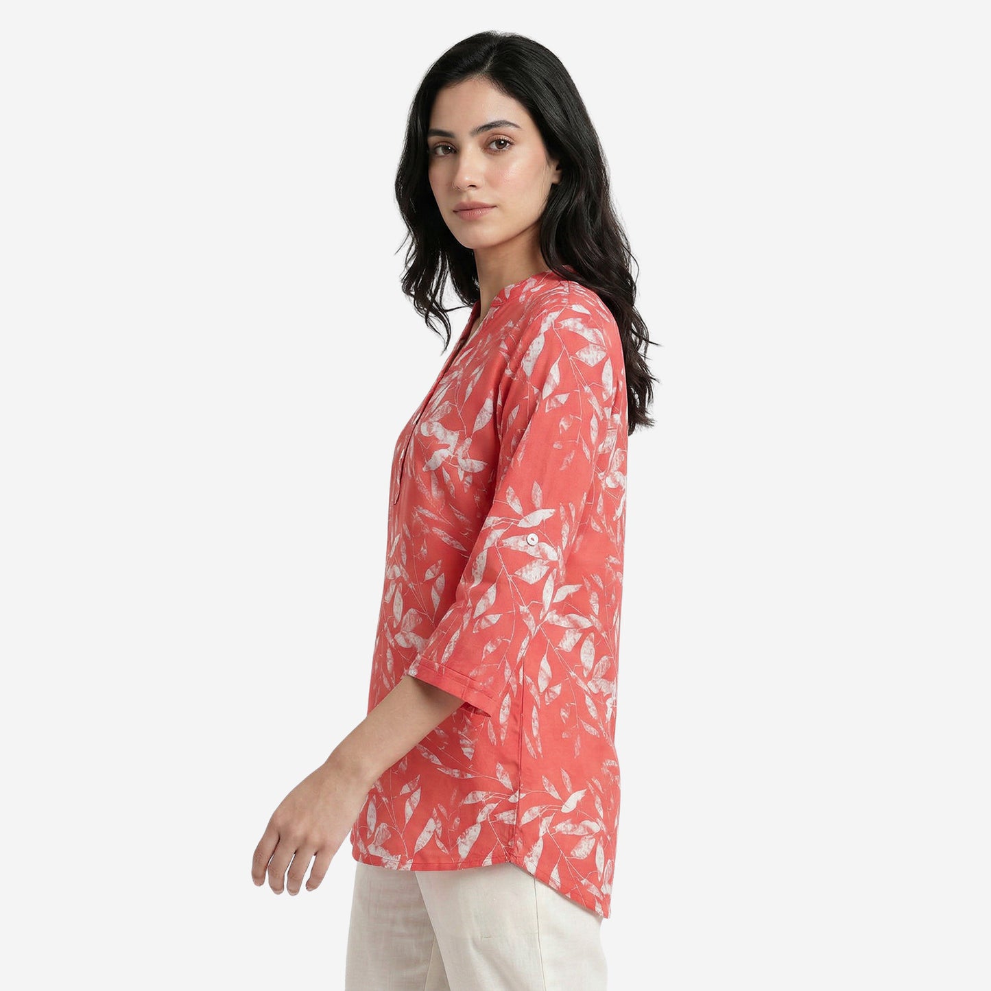 Dk.Peach Women Floral Printed Short Kurti – Stylish & Comfortable (Pack of 1)
