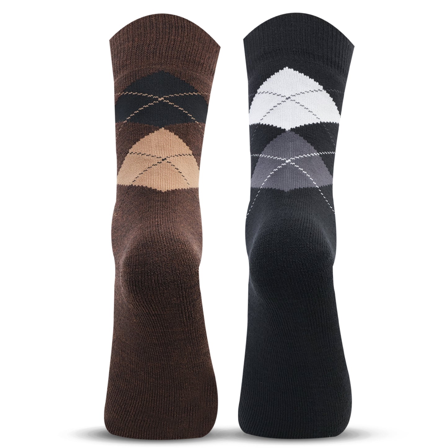 Men Classic Argyle Multicolored Woolen Socks- Pack of 2