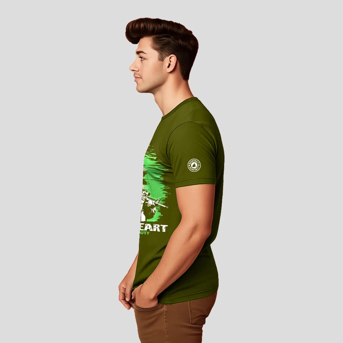 Bontact BRAVEHEART Round-Neck Half Sleeve T-Shirt (Grass Hopper)